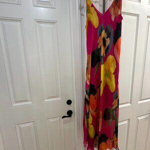 Floral V neck chiffon long dress size medium